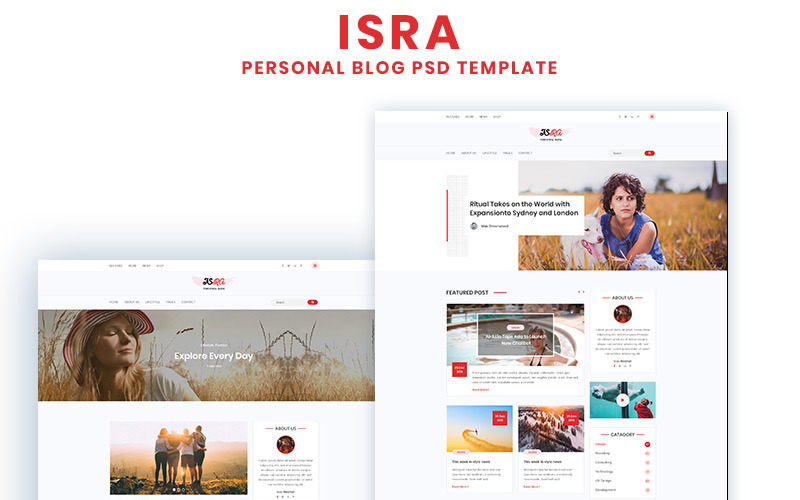 Download PSD шаблон "ISRA - Personal Blog PSD Template" / ISRA - Personal Blog PSD Template - PSD шаблон на тему графика 