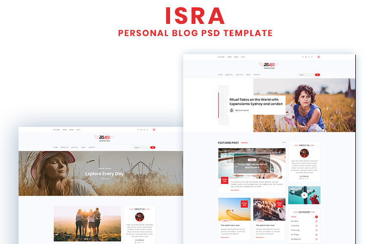 ISRA - шаблон PSD для особистого блогу