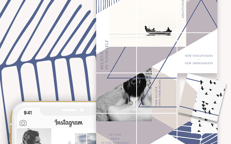 极简主义-Instagram拼图社交媒体模板