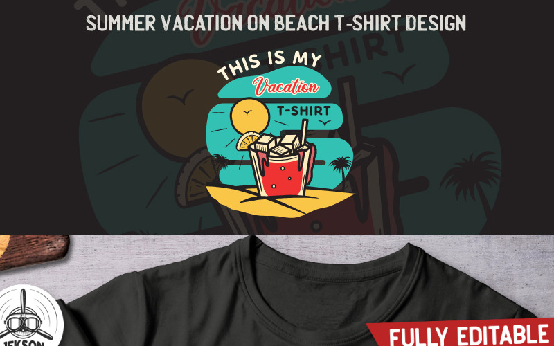 Літні канікули на пляжі - дизайн футболки