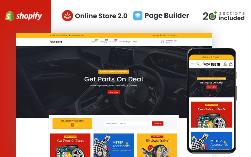 Motyw Shopify Auto Gusto Parts Store