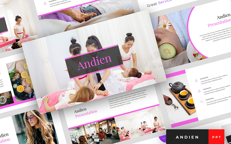 Andien - Plantilla de PowerPoint para presentación de spa y belleza