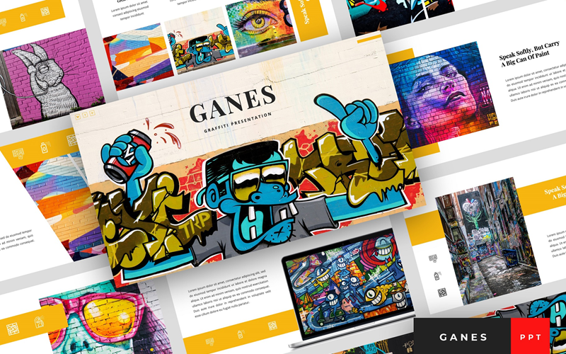 Ganes - Graffiti-presentatie PowerPoint-sjabloon