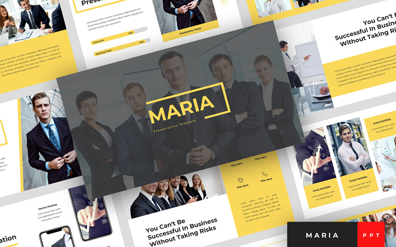 Maria - Pitch Deck & Business Presentation PowerPoint模板