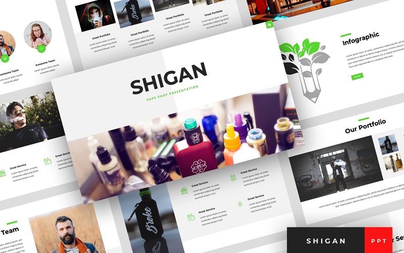 Šablona PowerPoint prezentace Shigan - Vape Shop
