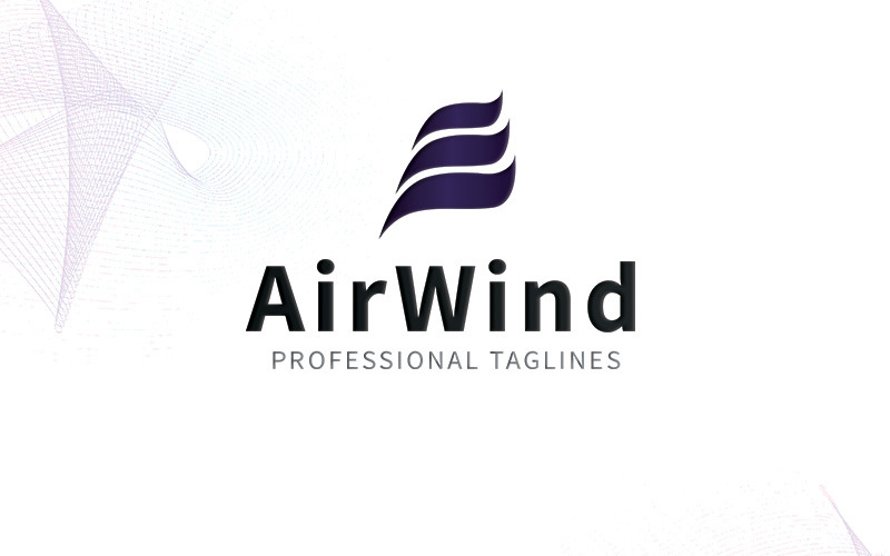 Download Шаблон логотипа "AirWind Logo Template" / AirWind Logo Template - Шаблон логотипа на тему графика air airline airplane app business cloud computing endless fire flight fly light line logo media mobile modern plane purple sky