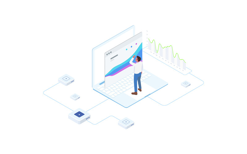 Download Иллюстрация "Financial Report on Blockchain Isometric 1 - FV - Illustration" / Financial Report on Blockchain Isometric 1 - FV - Illustration - Иллюстрация на тему графика isometric illustration blockchain platform finance report chart analysis growth device laptop bussiness strategy people design.