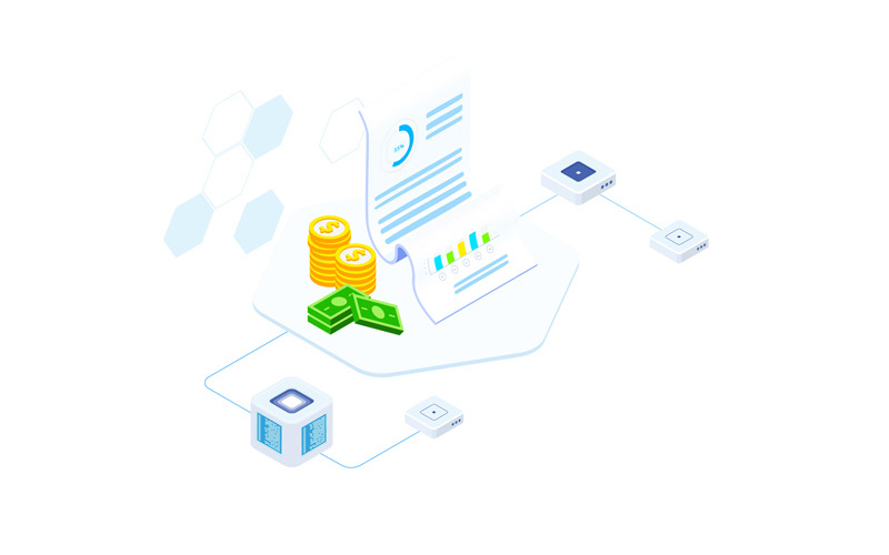 Financial Report on Blockchain Isometric 7 - FV Illustration