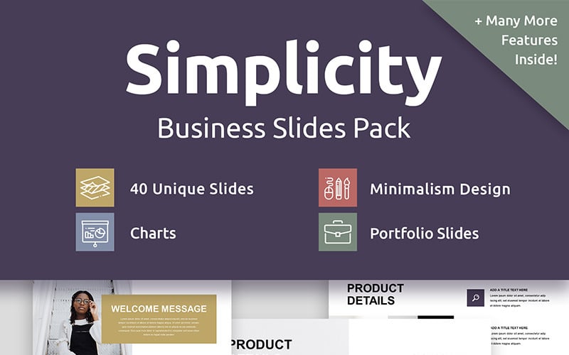 Einfachheit Business Slides Pack PowerPoint-Vorlage