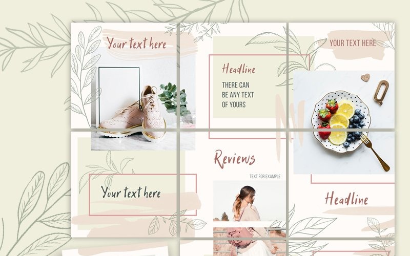 Download Шаблон для соцсетей "Gentle Spring - Instagram Puzzle Social Media Template" / Gentle Spring - Instagram Puzzle Social Media Template - Шаблон для соцсетей на тему графика blog,instagram,puzzle,banner,stories,pinterest,template,psd,photoshop,post,design,stylist,trend,minimal,simple,minimalist,minimalism,style,templates,tomorrow