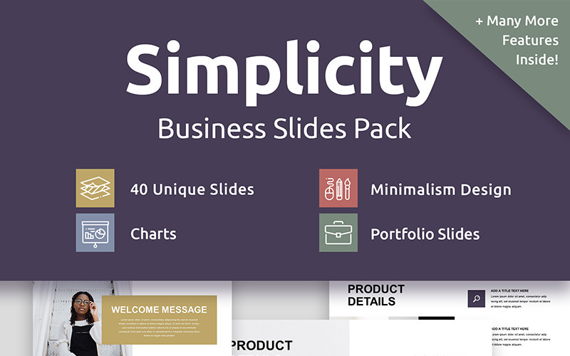 Plantilla de PowerPoint - paquete de diapositivas empresariales de simplicidad