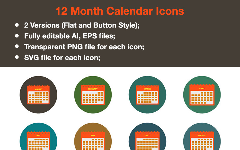 Premium - sada ikon kalendáře na 12 měsíců