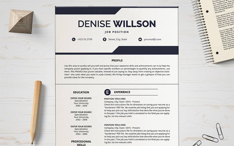 Download Резюме "Professional Resume Template" / Professional Resume Template - Резюме на тему графика resume,cv,curriculum,vitae,modern,simple,page,clean,cover,letter,word,minimal,minimal,template,professional,layout,cmyk,templates,job,application