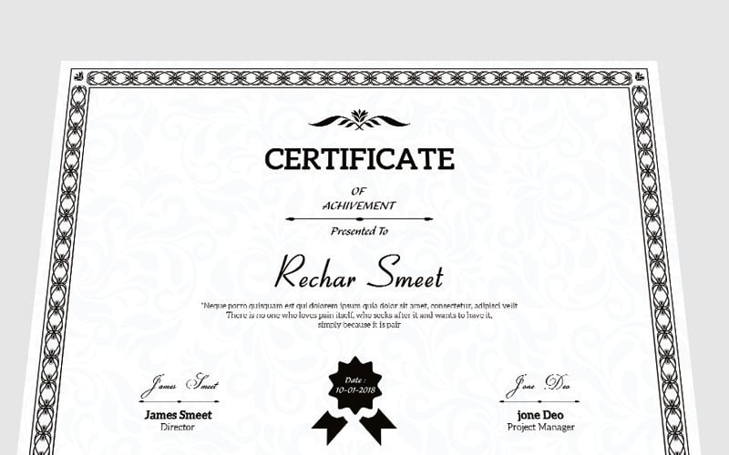 Шаблон сертификата достижений Rechar