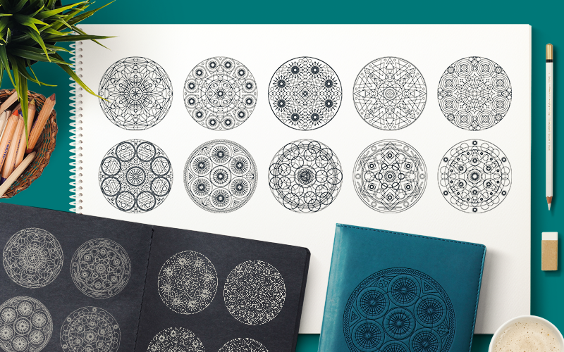 Download Иллюстрация "Sacred Geometric Mandalas Collection - Illustration" / Sacred Geometric Mandalas Collection - Illustration - Иллюстрация на тему графика mandala ornament geometric sacred yoga boho ethnic asian decorative meditation psychedelic tribal geometry circle spiritual oriental set pack collection contour