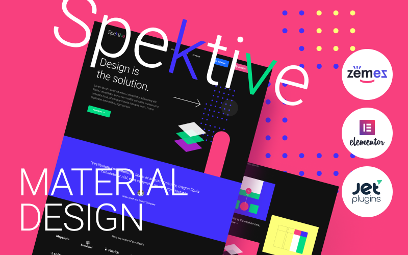 Specktive - 适用于现代作品集设计师网站的 Material Design WordPress 主题