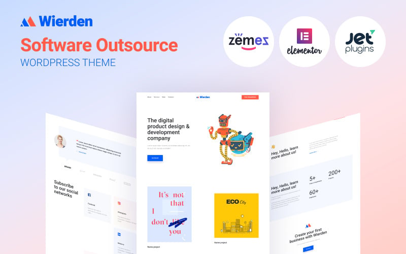 Wierden - Minimalist Portföy ve Yaratıcı Tanıtım Web Siteleri için Dijital Ürün WordPress Teması