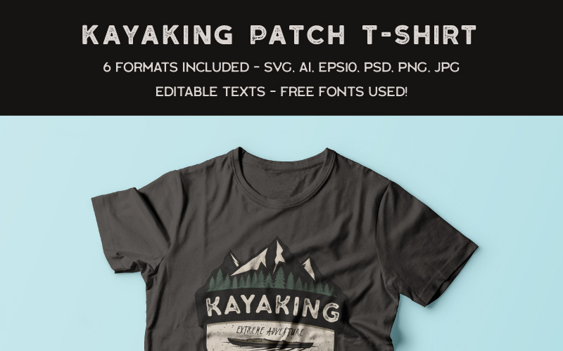Download T-shirt Design "Camping Adventure - Kayaking - T-shirt Design" / Camping Adventure - Kayaking - T-shirt Design - T-shirt Design на тему графика camping logo summer badge patch design outdoors svg wanderlust camp travel icon mountains adventure insignia hiking t-shirt print branding label