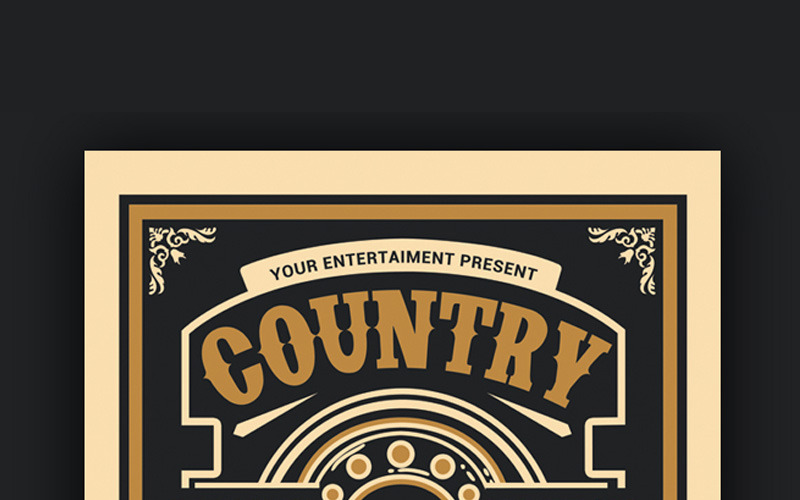 Download Фирменный стиль "Country Music Festival - Corporate Identity Template" / Country Music Festival - Corporate Identity Template - Фирменный стиль на тему графика banjo barrel cool flyer country live night party poster event far west farwest template nightclub retro rodeo saloon vintage western