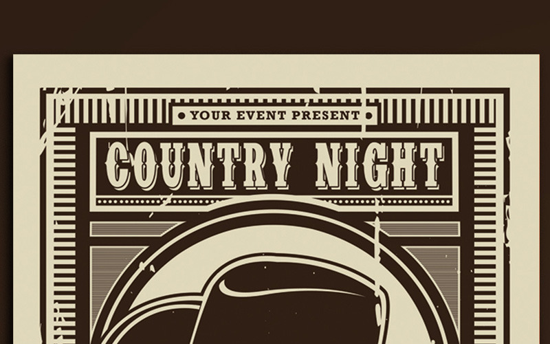 Download Фирменный стиль "Country Music Night Flyer - Corporate Identity Template" / Country Music Night Flyer - Corporate Identity Template - Фирменный стиль на тему графика banjo barrel cool flyer country live night party poster event far west farwest template nightclub retro rodeo saloon vintage western