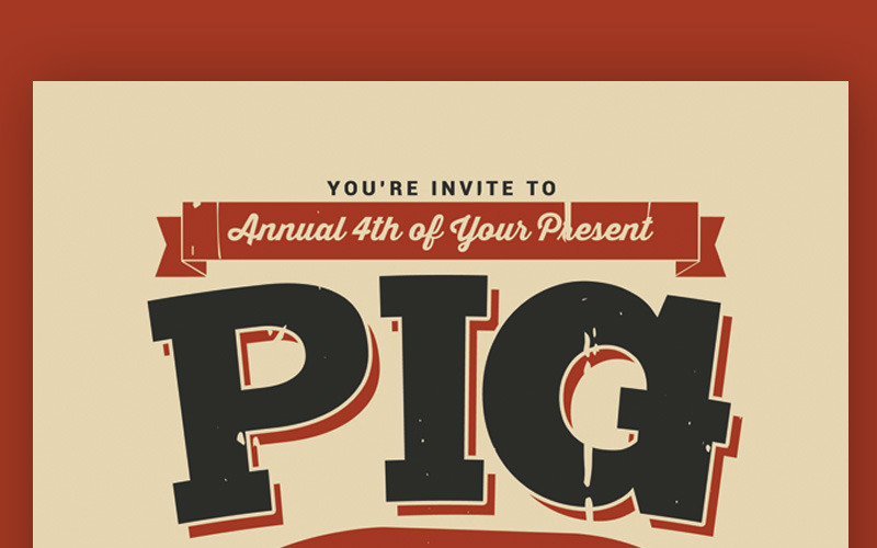 Folheto de evento Pig Roast - modelo de identidade corporativa