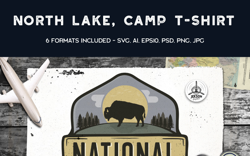 Download T-shirt Design "National Park, Vintage Camping - T-shirt Design" / National Park, Vintage Camping - T-shirt Design - T-shirt Design на тему графика camping logo summer badge patch design outdoors svg wanderlust camp travel icon mountains adventure insignia hiking t-shirt print branding label