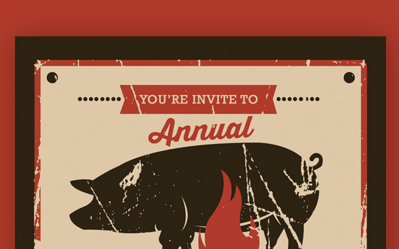 Download Фирменный стиль "Pig Roast Event Flyer - Corporate Identity Template" / Pig Roast Event Flyer - Corporate Identity Template - Фирменный стиль на тему графика barbeque bbq bonfire camp flyer food grill hoag illustration invitation meat party pig pork poster restaurant retro roast vector vintage