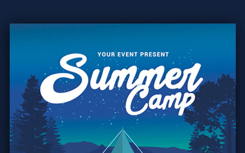 Download Фирменный стиль "Summer Camp Event - Corporate Identity Template" / Summer Camp Event - Corporate Identity Template - Фирменный стиль на тему графика advertising bonfire boy camp camping design event flyer template girl hiking holiday illustration isometric kids music poster retro scout summer