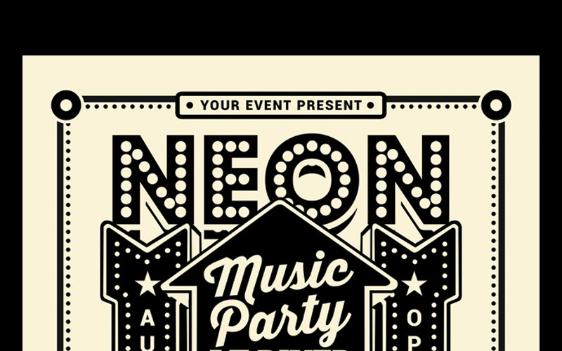 Download Фирменный стиль "Vintage Neon Music Party - Corporate Identity Template" / Vintage Neon Music Party - Corporate Identity Template - Фирменный стиль на тему графика 50&amp;#039;s 60&amp;#039;s advertising classic concert flyer cool diner disco festival fun grunge invitation music neon old oldies party post radio