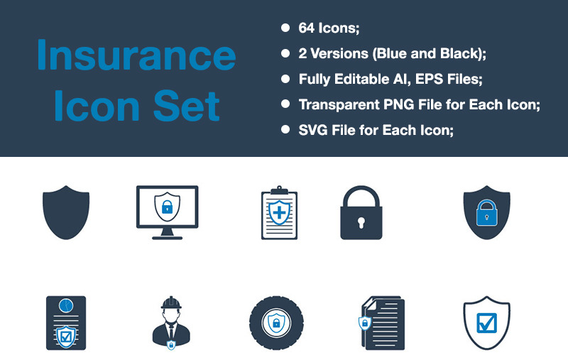 Assurance - Ensemble d'icônes vectorielles Premium