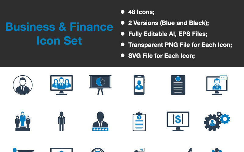 Business & Finance - Ensemble d'icônes vectorielles Premium