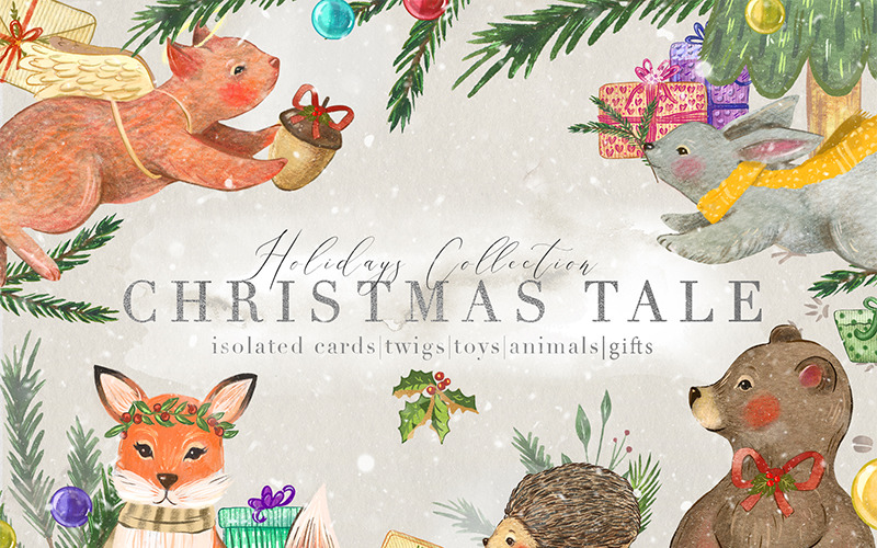 Download Иллюстрация "Christmas Tale Graphic Collection - Illustration" / Christmas Tale Graphic Collection - Illustration - Иллюстрация на тему графика winter seamless patterns snow overlays natural nature wild child animal wildlife postcards fauna forest animals zoo holiday print illustration cute
