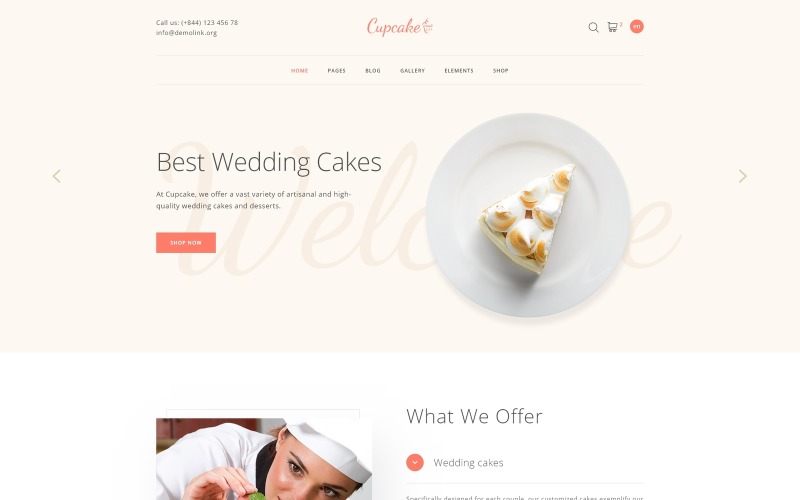 Cupcake - Modèle de site Web propre de pâtisserie