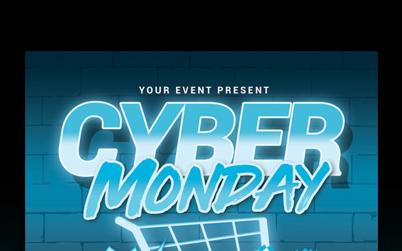 Флаєр із розпродажу кібер понеділка - шаблон фірмового стилю