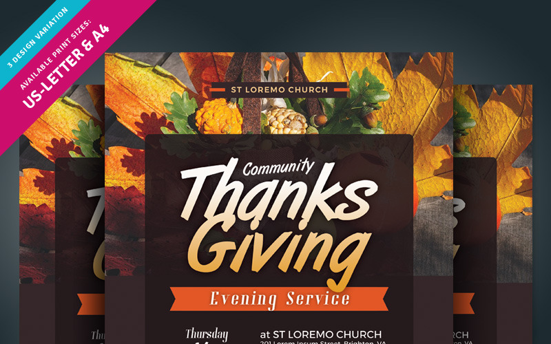 Flyer de service de Thanksgiving - Modèle d'identité d'entreprise