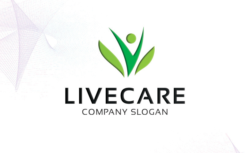 Download Шаблон логотипа "Livecare Logo Template" / Livecare Logo Template - Шаблон логотипа на тему графика balance beauty body business care center company eco fit fitness green gym health leaf live logo man modern professional spa