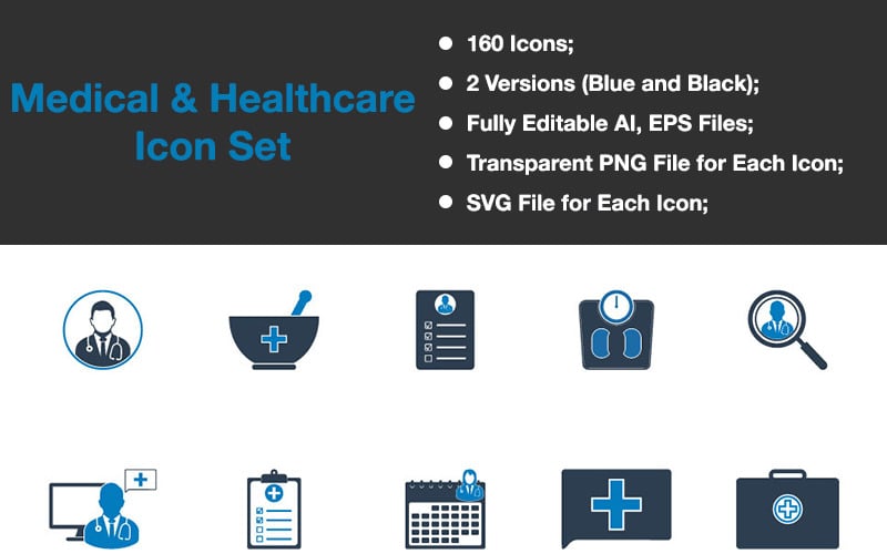 Medicina e sanità - Set di icone vettoriali Premium
