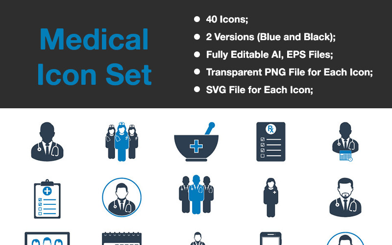 Médico - Conjunto de iconos vectoriales premium