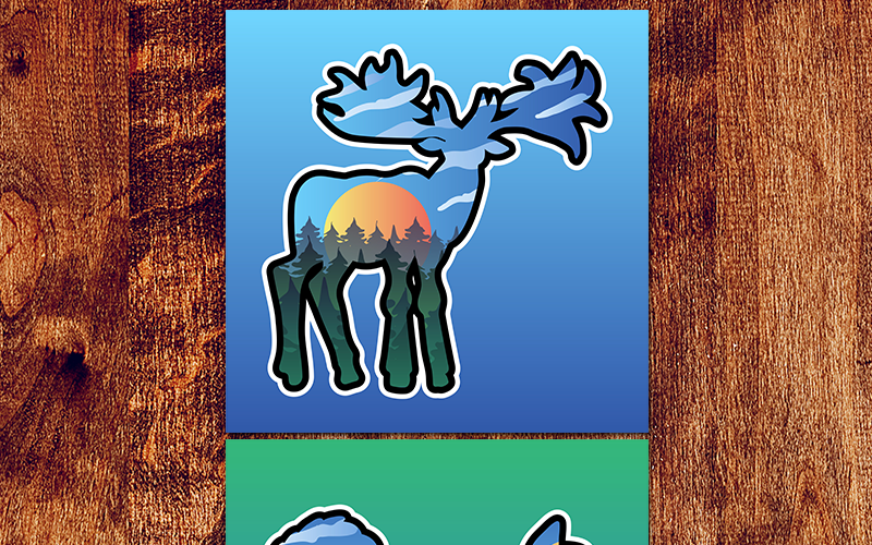 Download Иллюстрация "Nature Scenery In Animals - Illustration" / Nature Scenery In Animals - Illustration - Иллюстрация на тему графика animal wild landscape wildlife reserve zoo nature forest national park clipart blue green logo logotype print moose dog buffalo ox