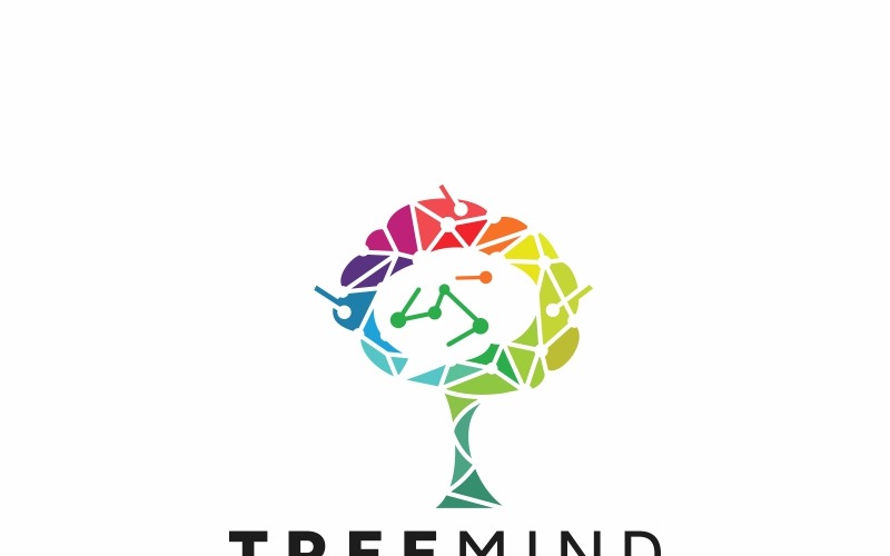 Download Шаблон логотипа "Tree Mind Logo Template" / Tree Mind Logo Template - Шаблон логотипа на тему графика brand branding creation creative creativity ecologic ecological environment face family green head human idea intelligence investing investment leaf leaves management