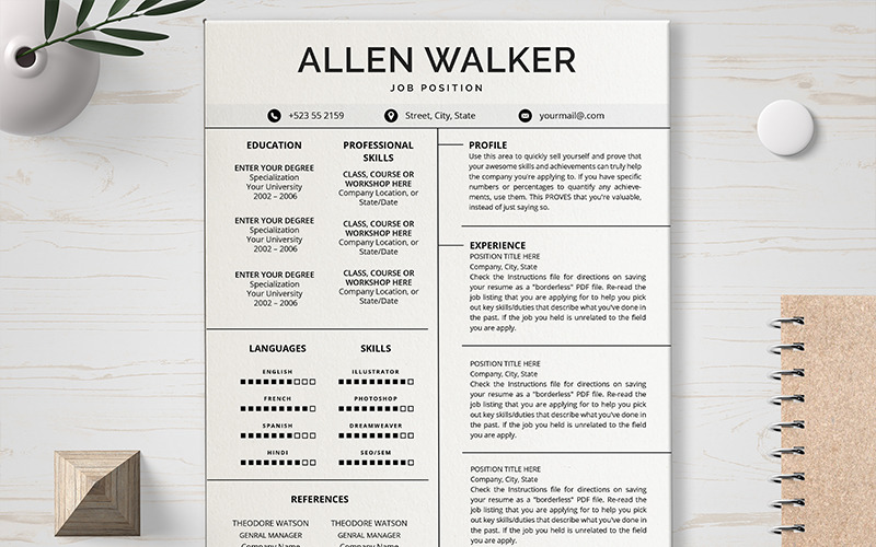 Download Резюме "CV Resume Template" / CV Resume Template - Резюме на тему графика layout,resume,clean,cv,cover,creative,curriculum,vitae,design,template,employment,job,modern,professional,simple,us,student,portfolio,career,templates