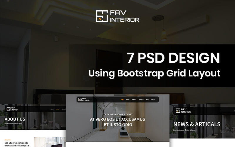Download PSD шаблон "Fav Interior - Interior Design Company PSD Template" / Fav Interior - Interior Design Company PSD Template - PSD шаблон на тему дизайн интерьеров interior design company style theme template psd photoshop