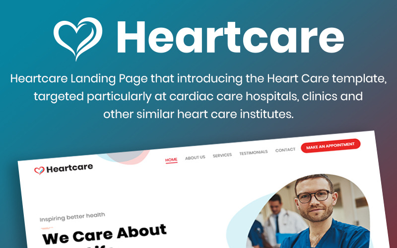Download PSD шаблон "Heartcare Medical Solution PSD Template" / Heartcare Medical Solution PSD Template - PSD шаблон на тему врач heart care hospital psd template healthy service landing page design medical