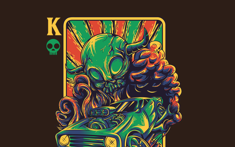 Download T-shirt Design "King of Kings - T-shirt Design" / King of Kings - T-shirt Design - T-shirt Design на тему графика illustration t-shirt design artwork apparel merch cartoon events fashion muscle car race skull cloud vehicle piston cards sport extreme