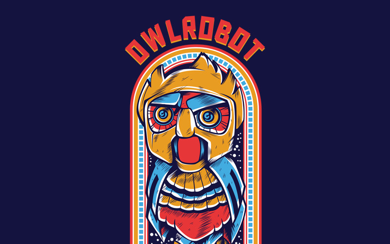猫头鹰机器人-T恤设计