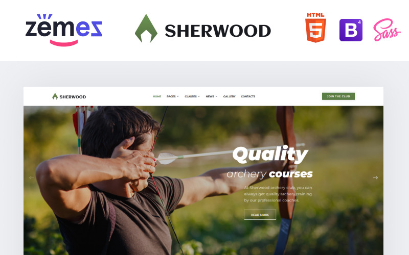 Sherwood - Plantilla de sitio web HTML limpio multipágina de tiro con arco