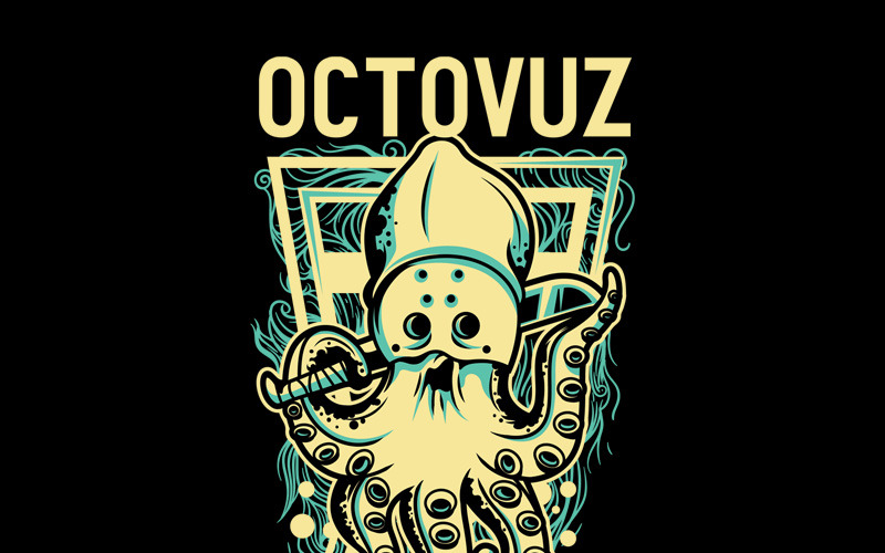 Download T-shirt Design "Slashing Party 3 - T-shirt Design" / Slashing Party 3 - T-shirt Design - T-shirt Design на тему графика illustration t-shirt design artwork apparel merch cartoon events fashion octopus animal creature sea monster mask horror comic series