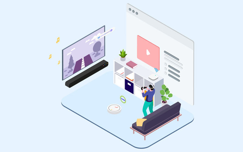 Download Иллюстрация "Smart Echo Isometric 8 - T2 - Illustration" / Smart Echo Isometric 8 - T2 - Illustration - Иллюстрация на тему графика isometric illustration blockchain platform finance report chart analysis growth device laptop bussiness strategy people design.