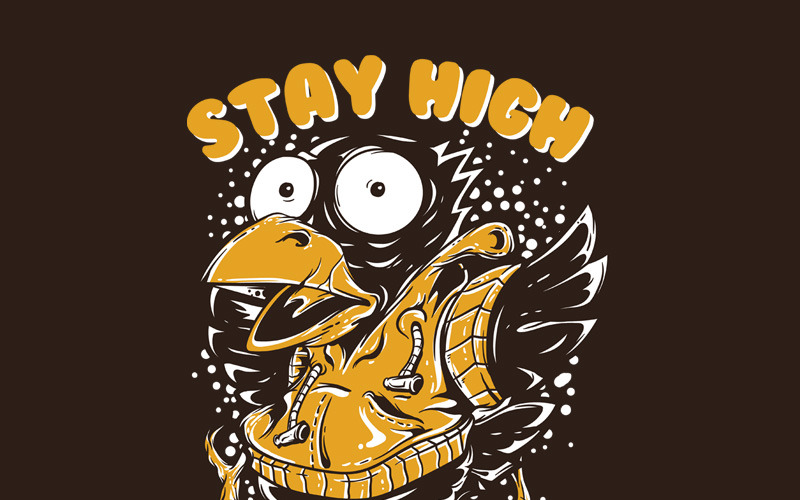 Download T-shirt Design "Stay High - T-shirt Design" / Stay High - T-shirt Design - T-shirt Design на тему графика illustration t-shirt design artwork apparel merch cartoon events fashion bird animal high fun funny happy fest kids