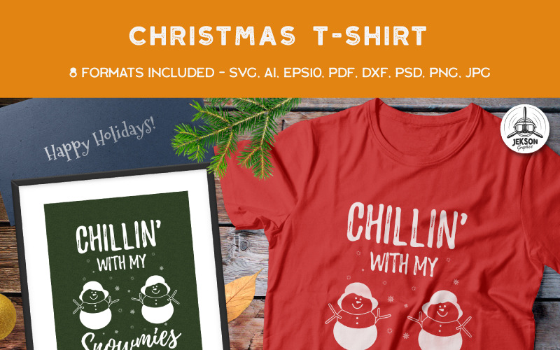 Забавный Рождественский Снеговик - Дизайн футболки